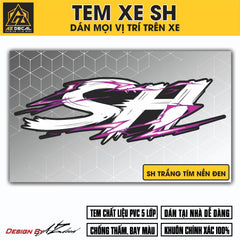 Tem Đa Vị Trí Xe Máy - Tia Sét Hãng Xe SH TRẮNG TÍM