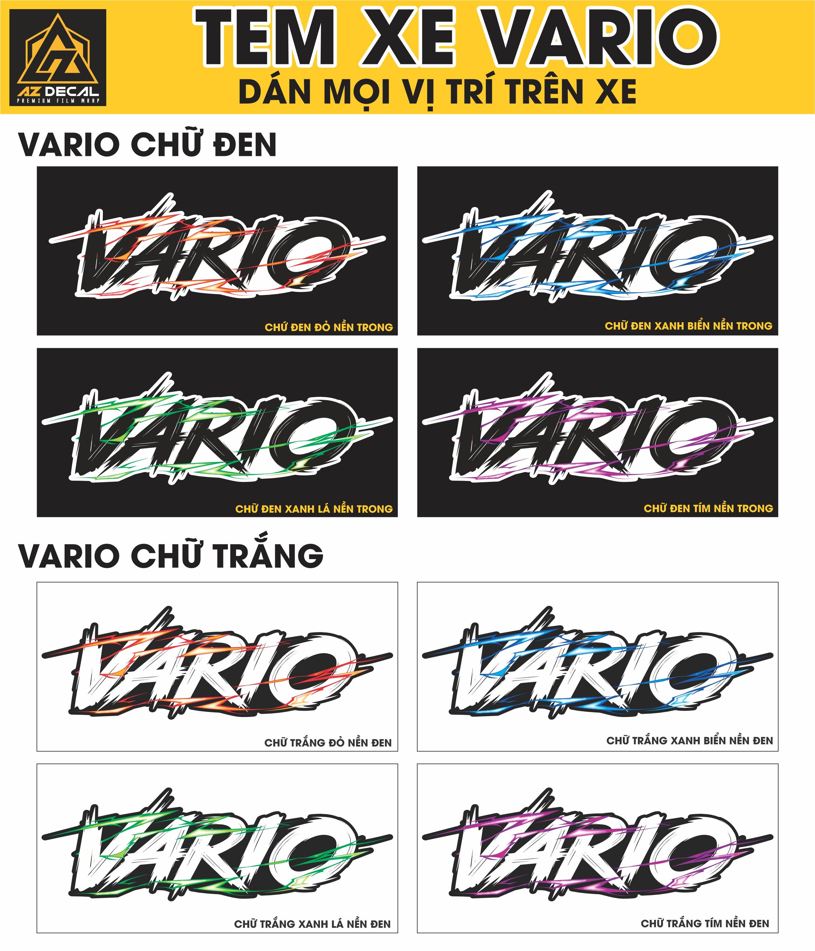 Tem Đa Vị Trí Xe Máy - Tia Sét Hãng Xe VARIO