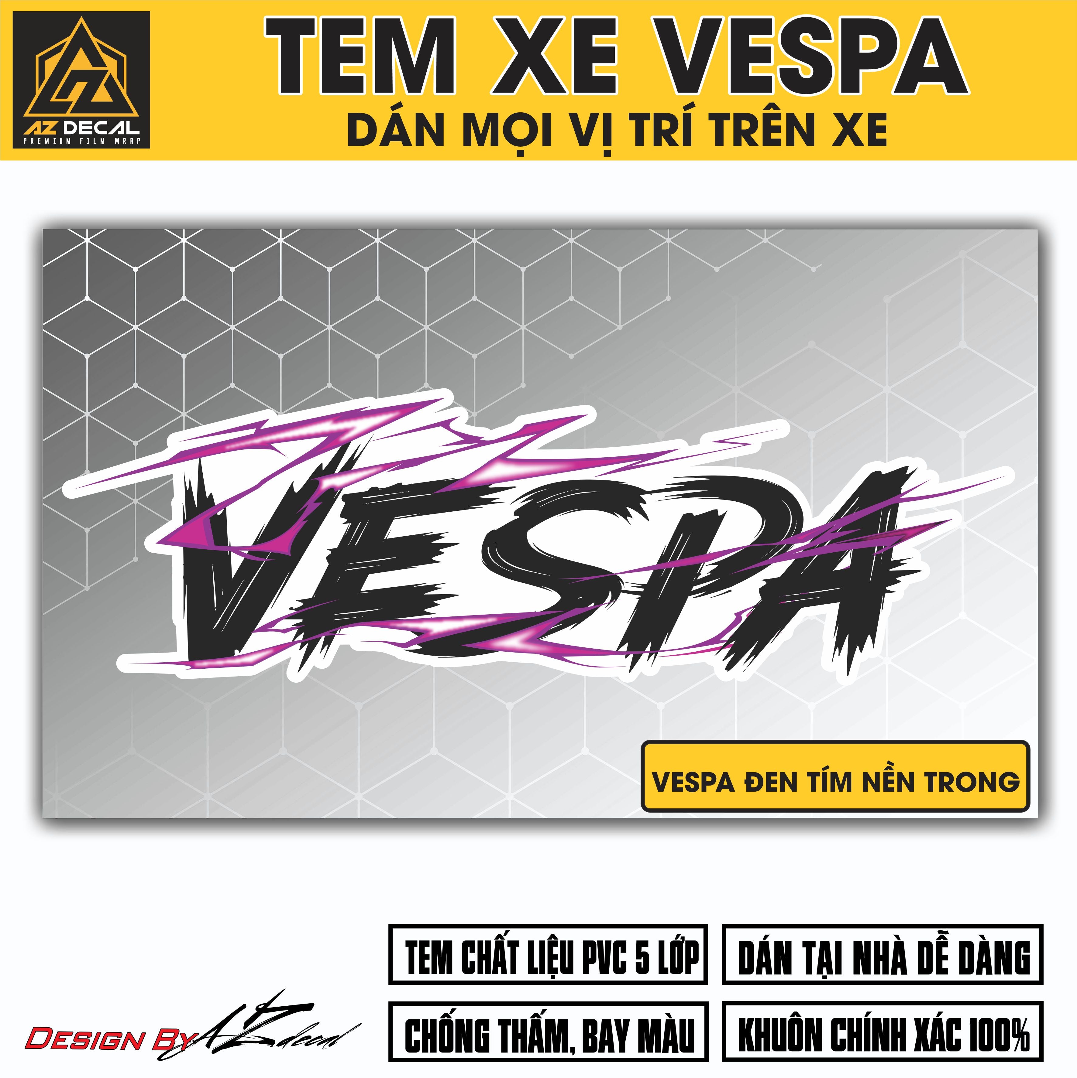 Tem Đa Vị Trí Xe Máy - Tia Sét Hãng Xe VESPA ĐEN TÍM