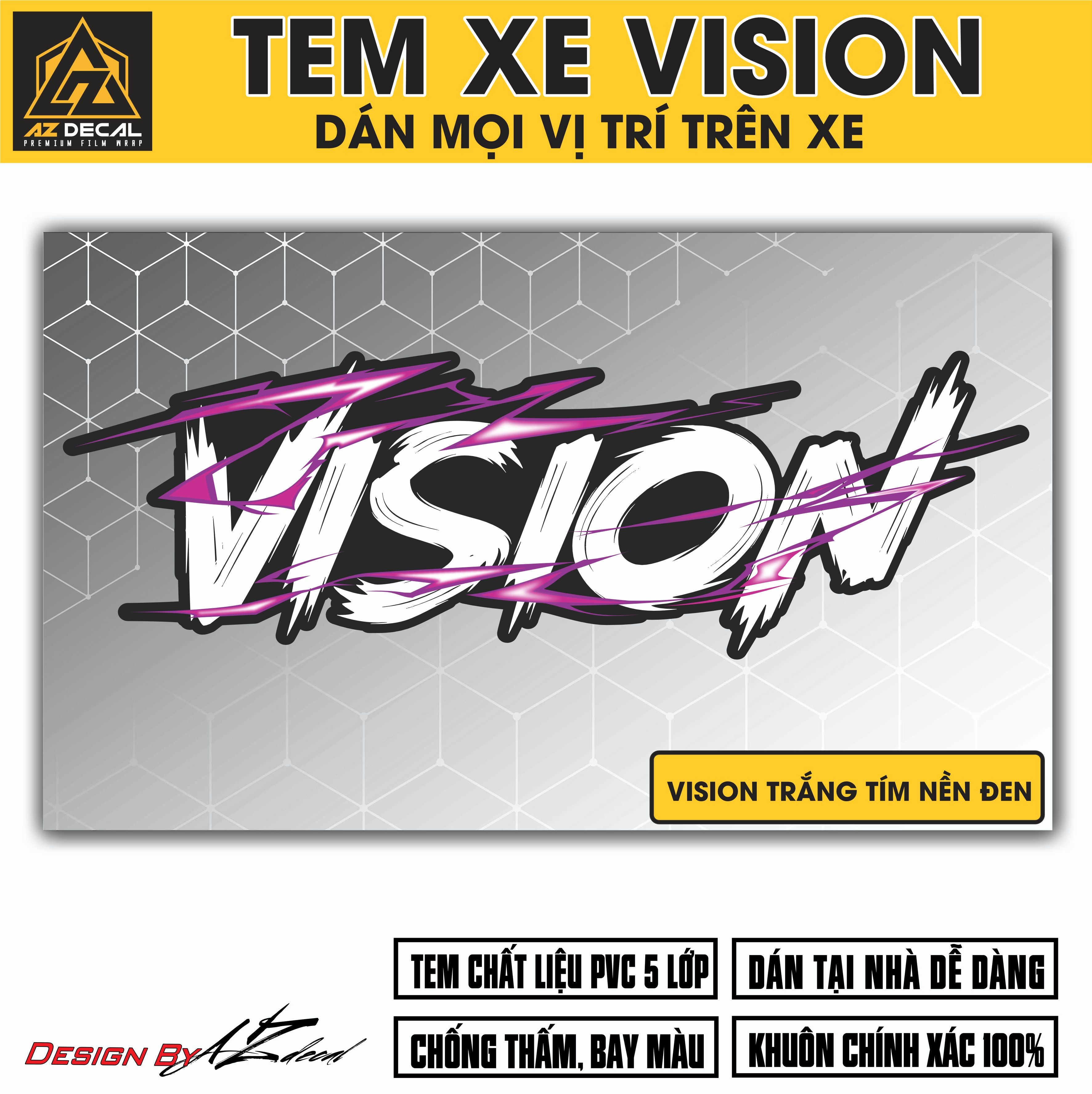 Tem Đa Vị Trí Xe Máy - Tia Sét Hãng Xe VISION TRẮNG TÍM