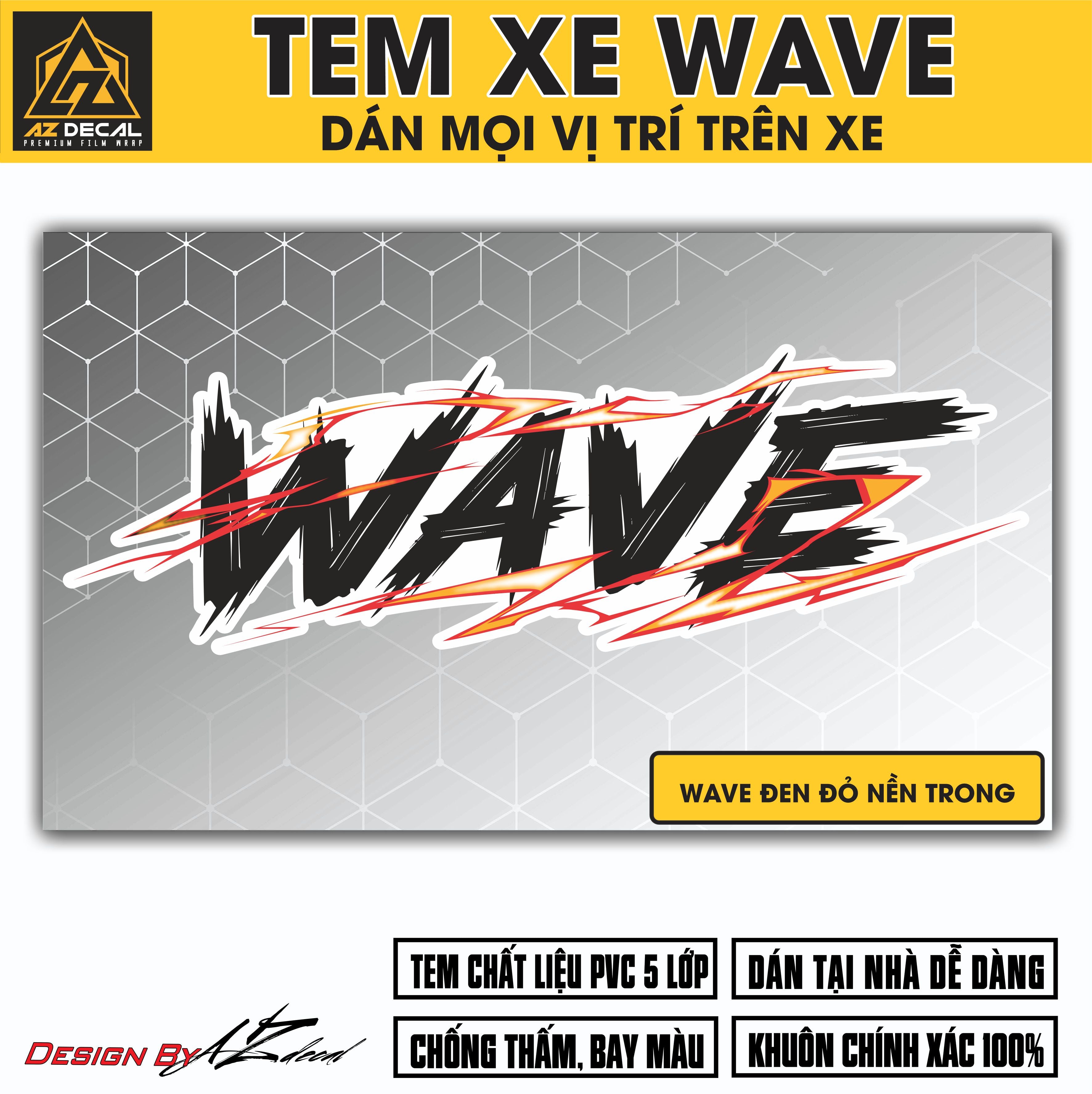 Tem Đa Vị Trí Xe Máy - Tia Sét Hãng Xe Wave đen đỏ