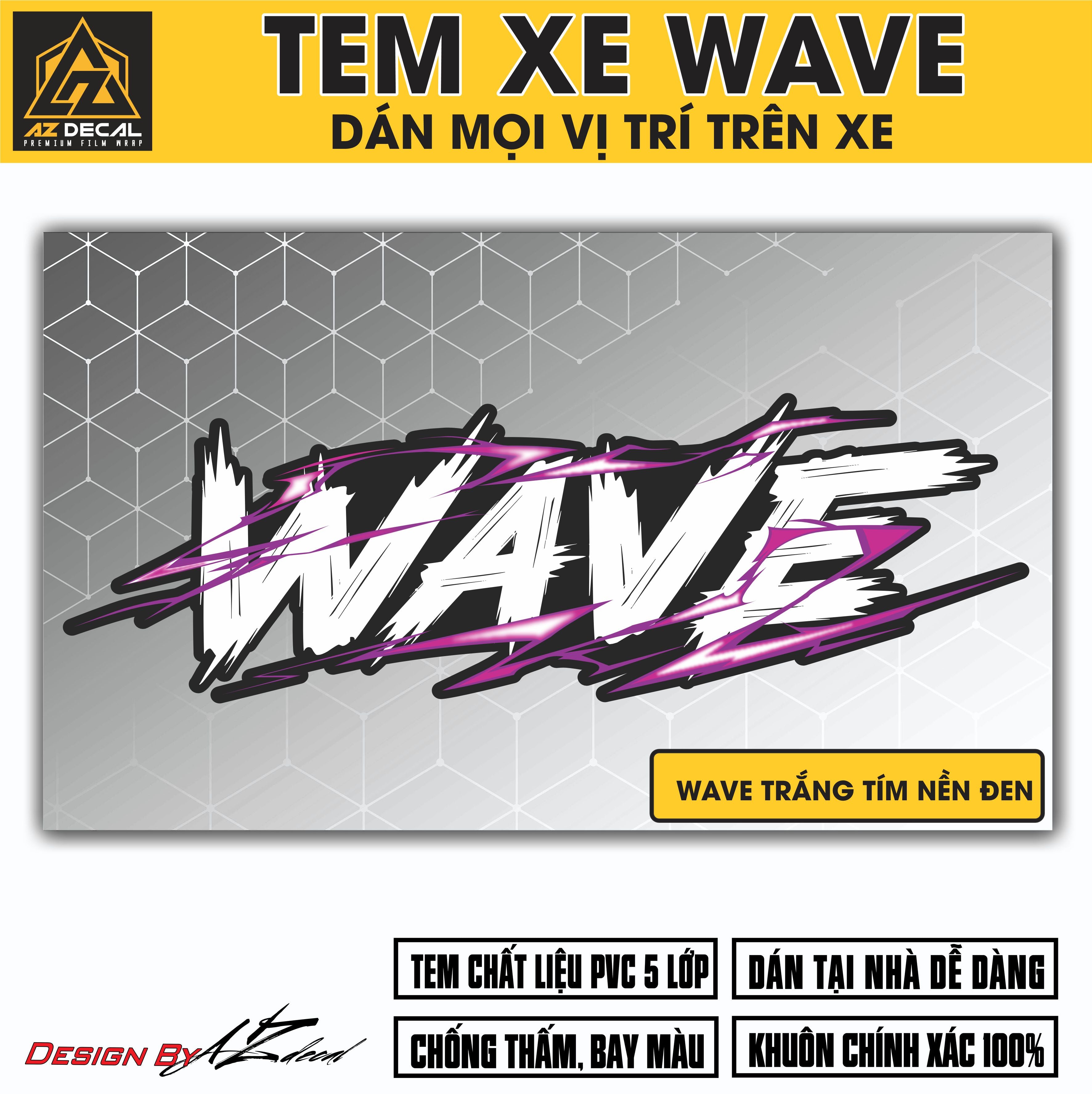 Tem Đa Vị Trí Xe Máy - Tia Sét Hãng Xe Wave trắng tím