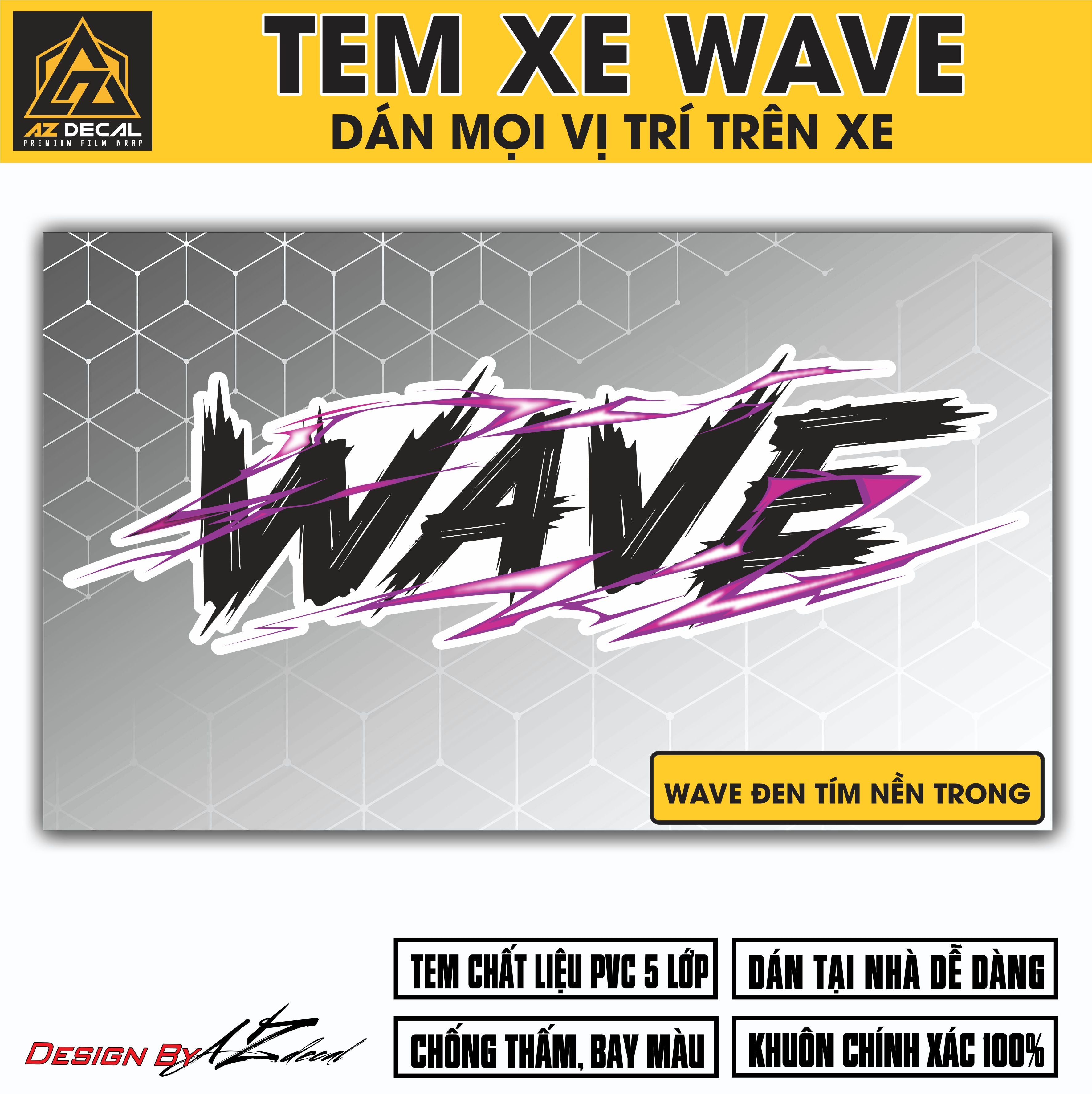 Tem Đa Vị Trí Xe Máy - Tia Sét Hãng Xe Wave đen tím