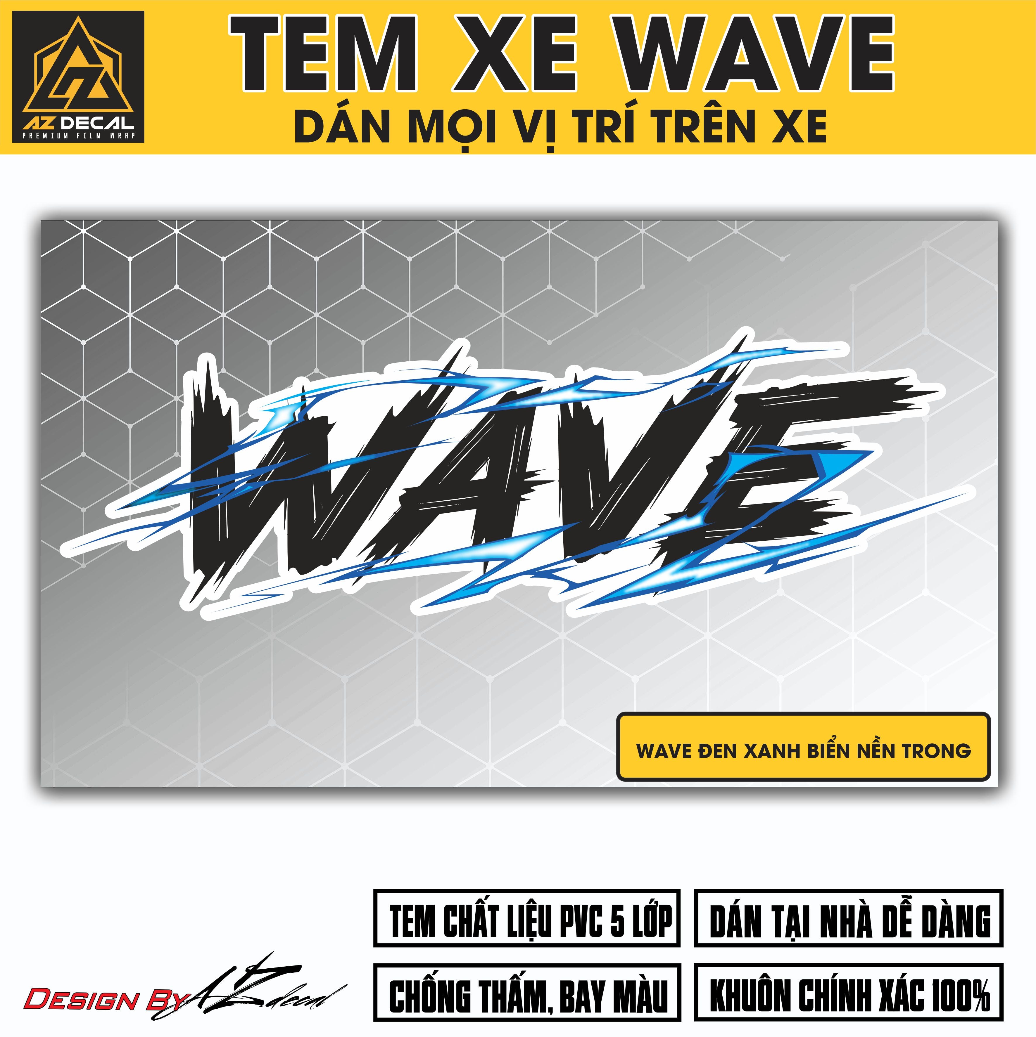 Tem Đa Vị Trí Xe Máy - Tia Sét Hãng Xe Wave đen xanh