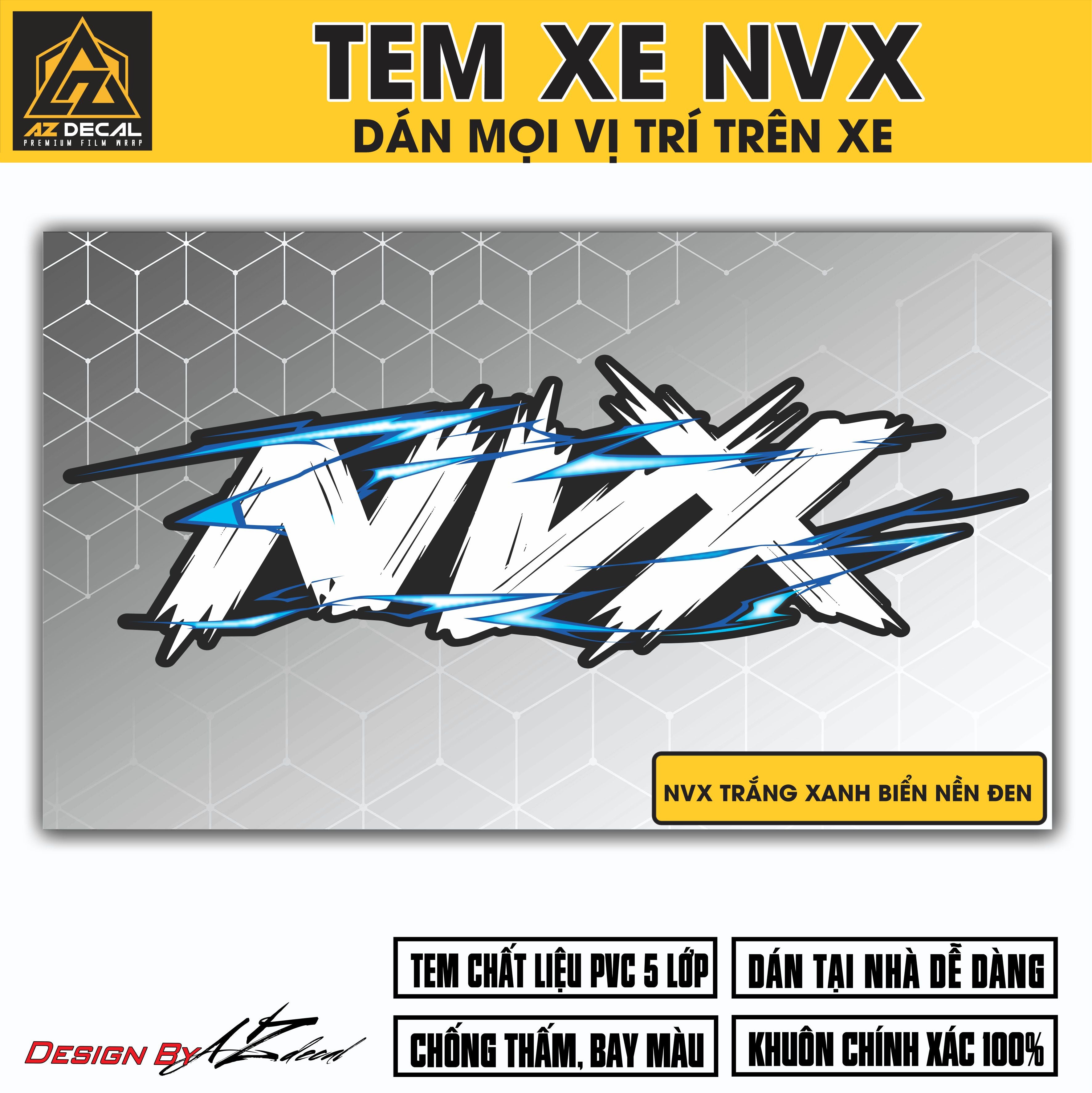 Tem Đa Vị Trí Xe Máy - Tia Sét Hãng Xe NVX TRẮNG XANH