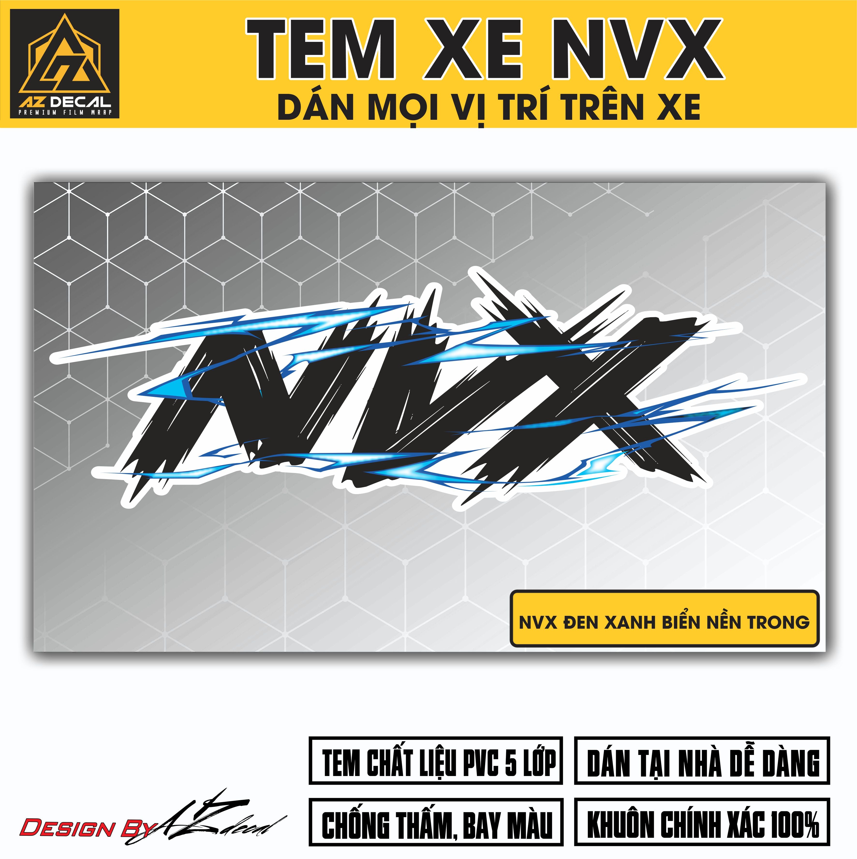 Tem Đa Vị Trí Xe Máy - Tia Sét Hãng Xe NVX ĐEN XANH