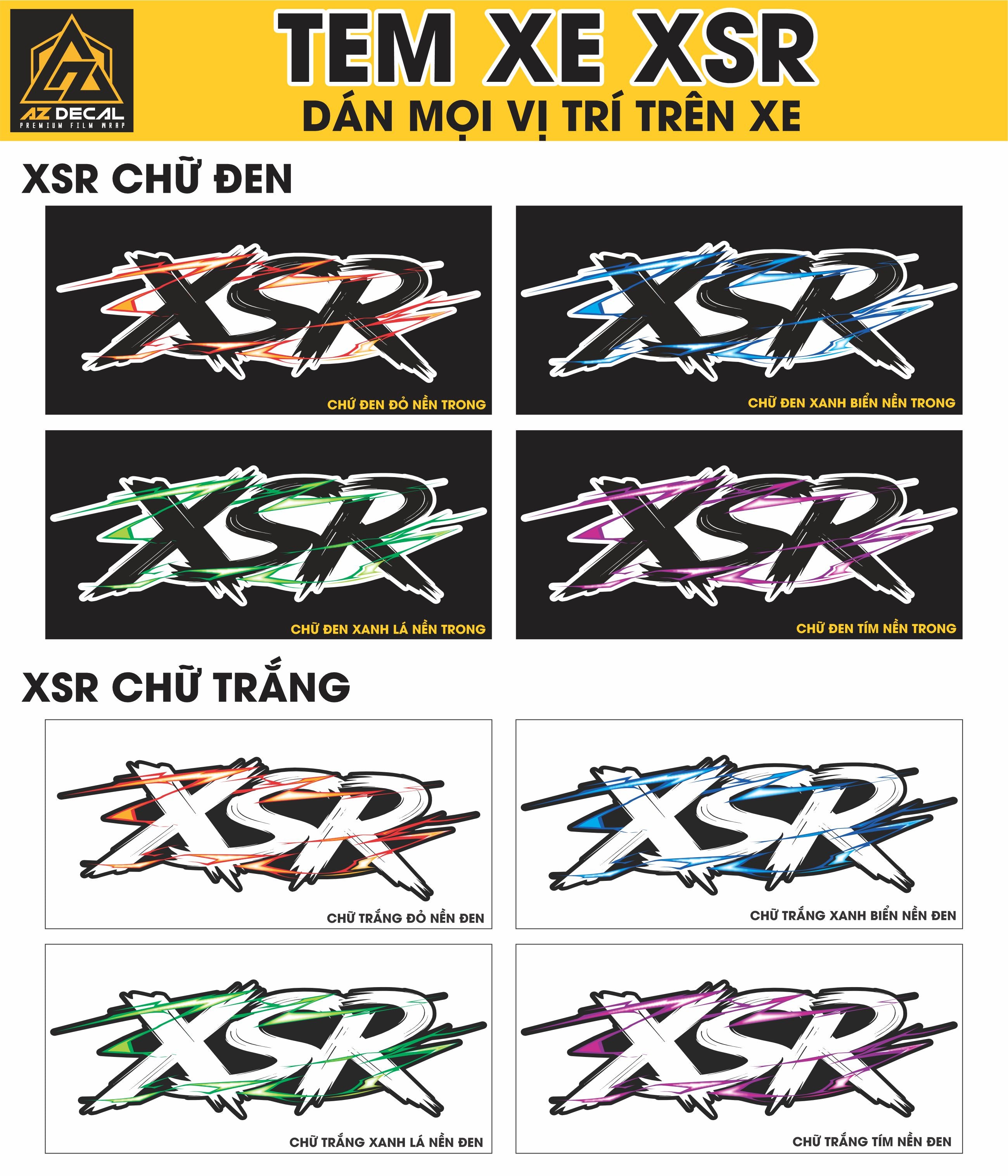 Tem Đa Vị Trí Xe Máy - Tia Sét Hãng Xe XSR