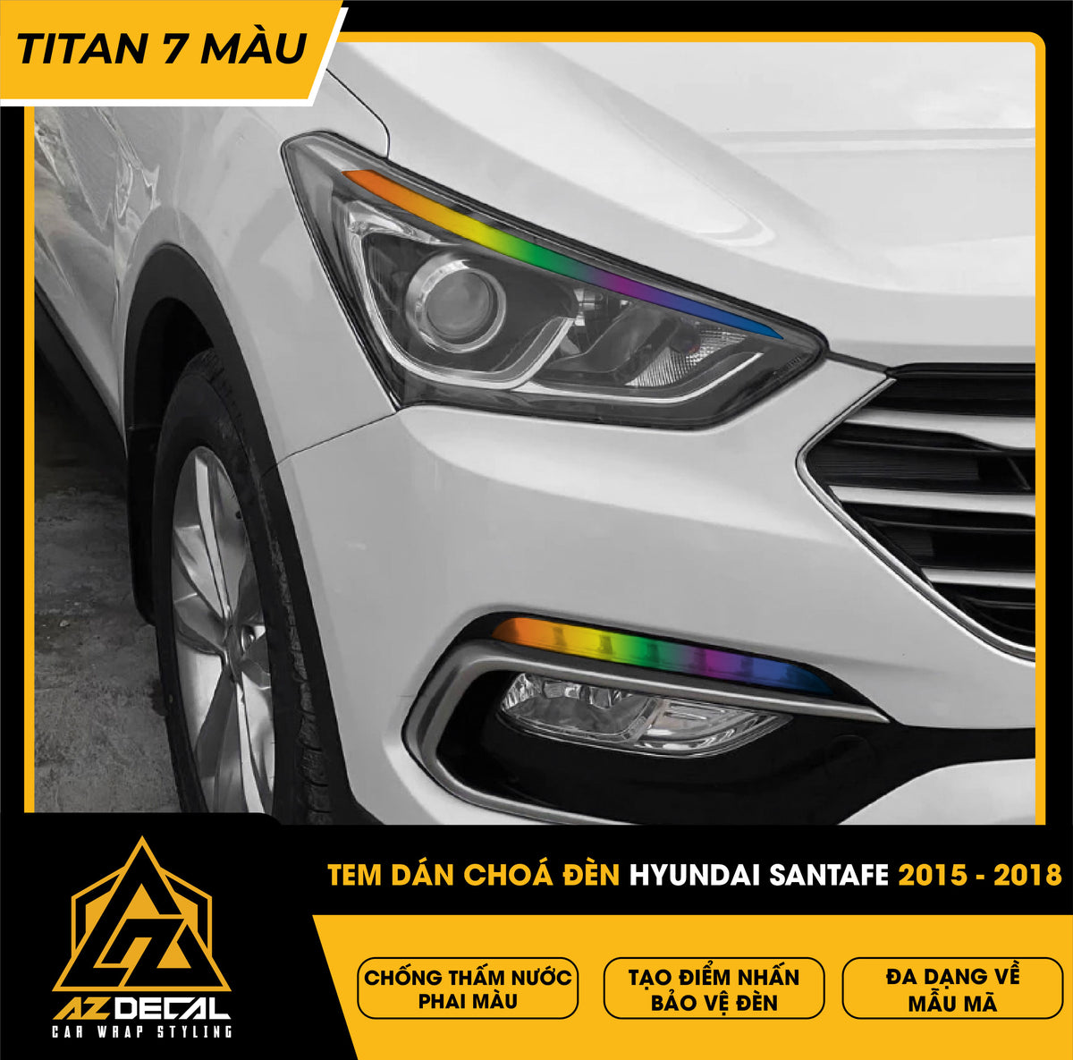 Tem Dán Chóa Đèn Hyundai Santafe 2015-2018