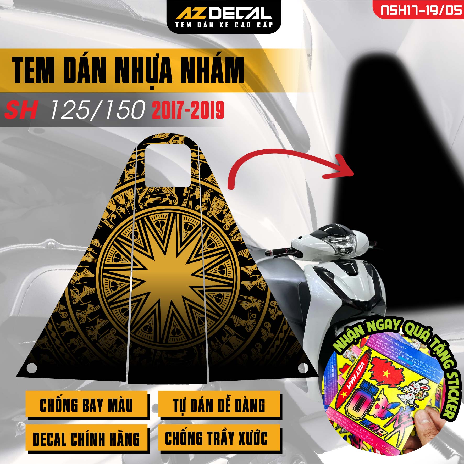 Tem nhựa nhám xe SH 2017-2019 - NSH05