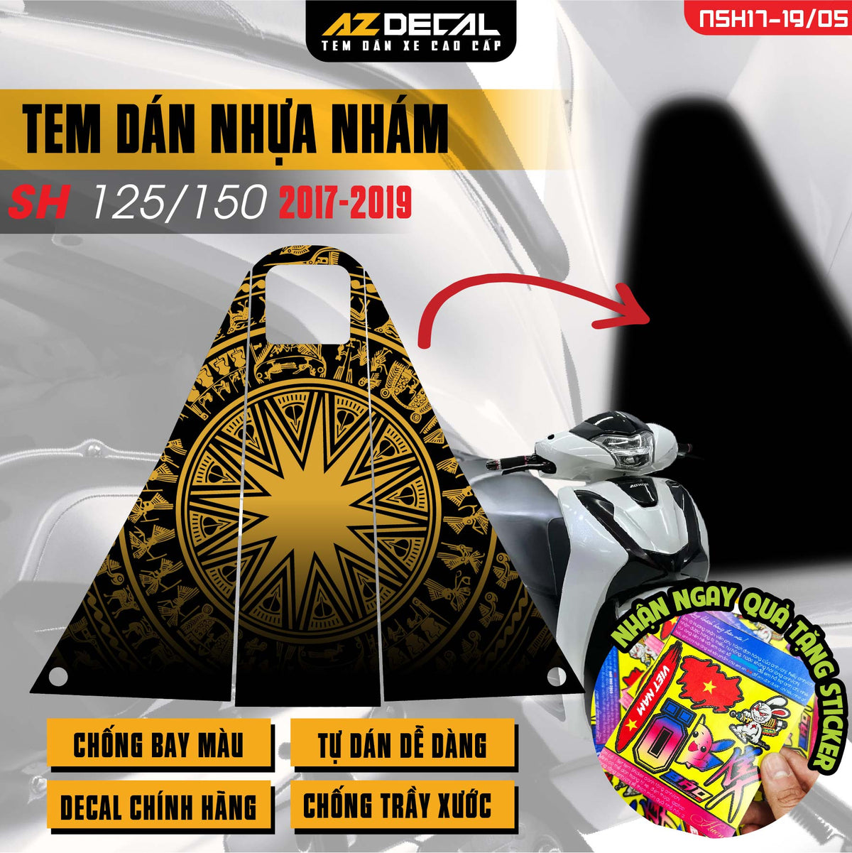 Tem nhựa nhám xe SH 2017-2019 - NSH05