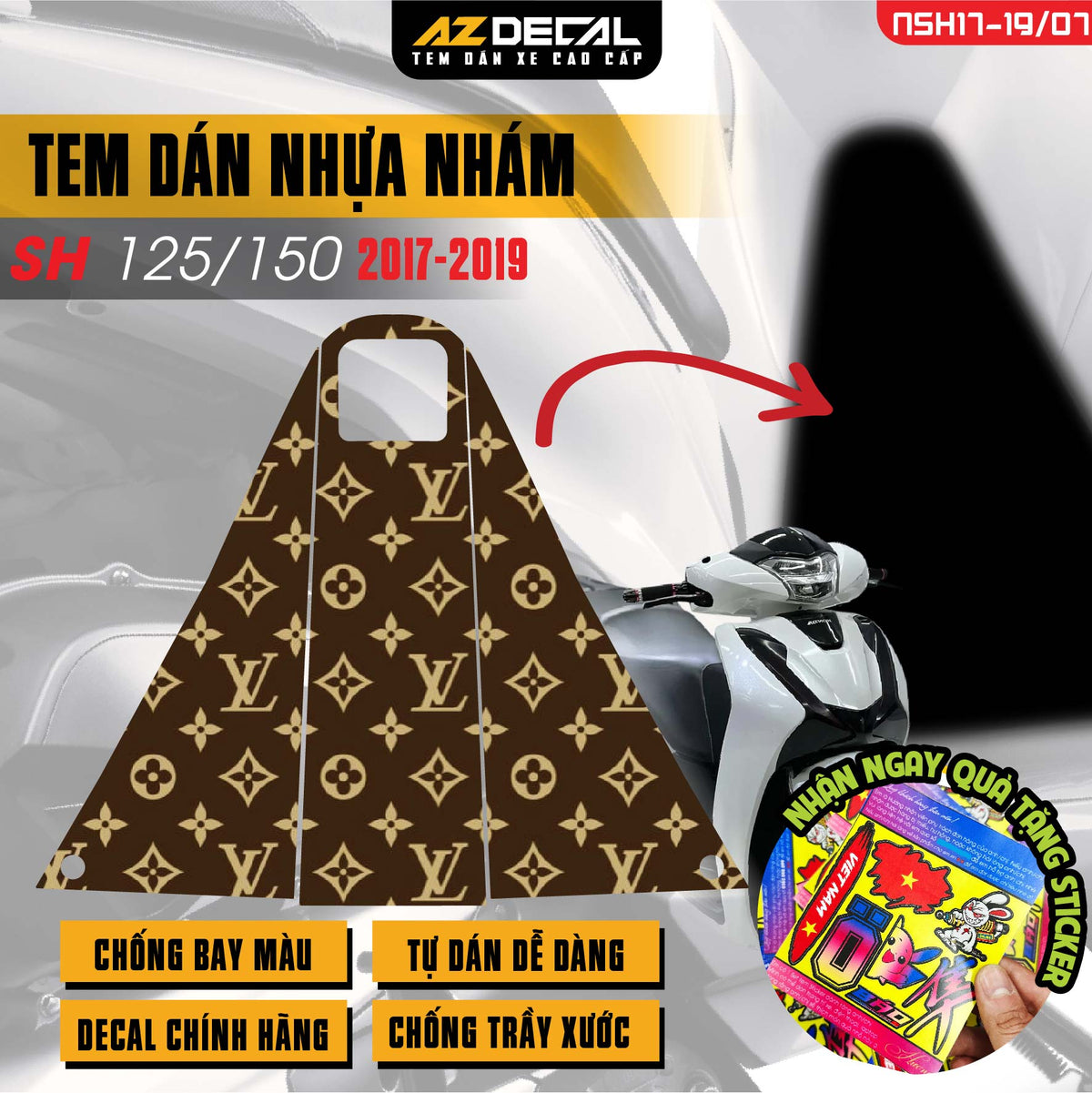 Tem nhựa nhám xe SH 2017-2019 - NSH07