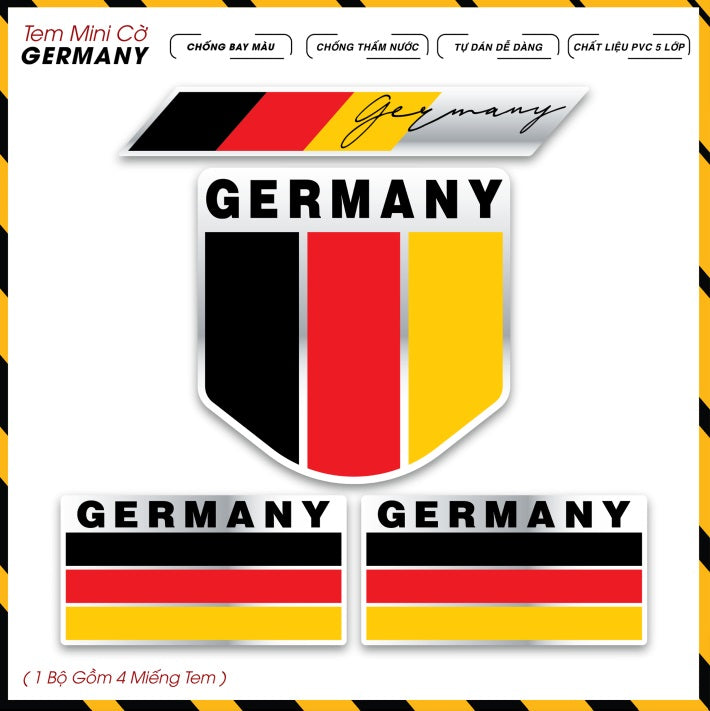 Sticker Dán Ô Tô, Xe Máy, Xe Điện, Xe Đạp, Mũ Bảo Hiểm | Tem Mini Cờ Quốc Gia - Germany