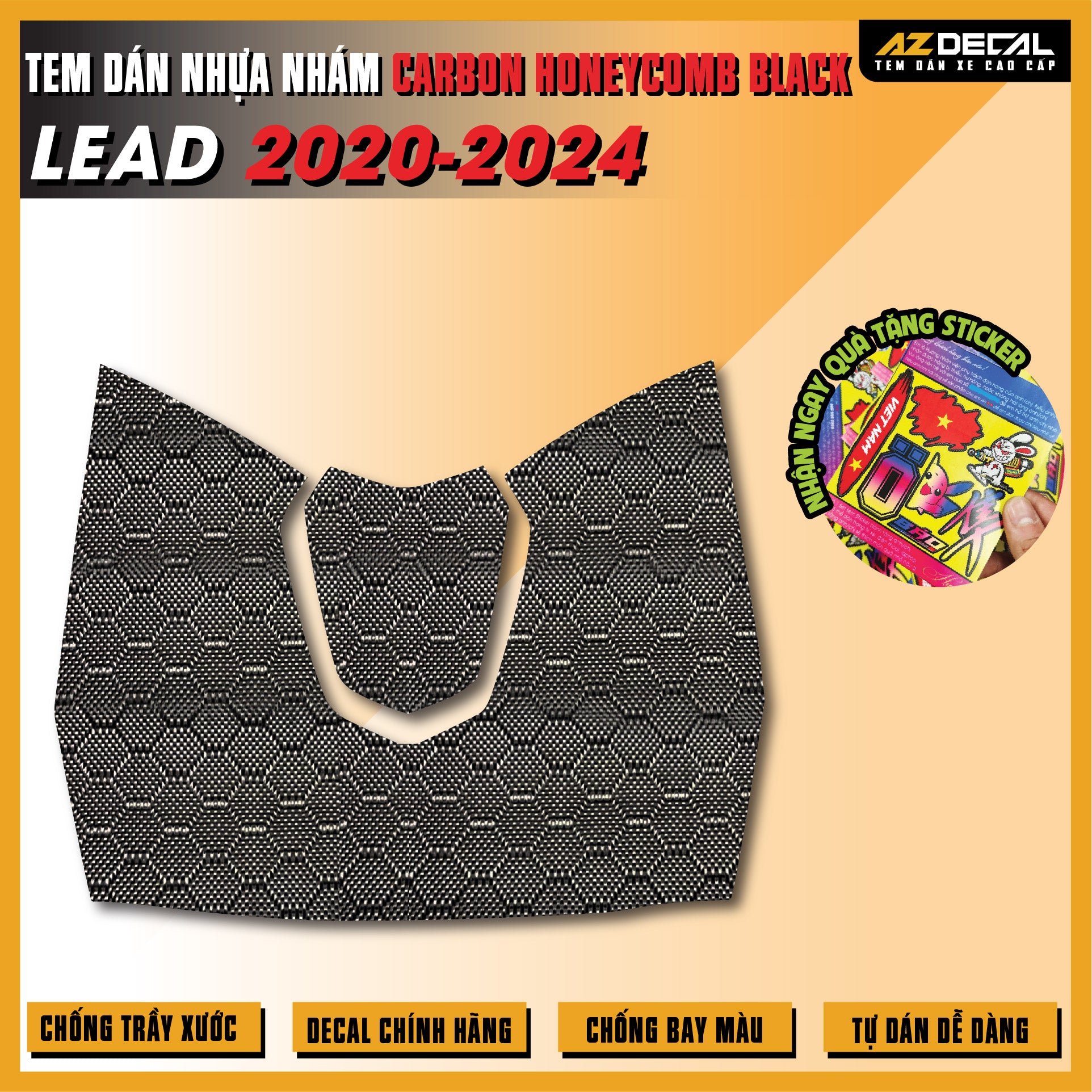 Tem Nhựa Nhám Carbon Honeycomb Black Lead