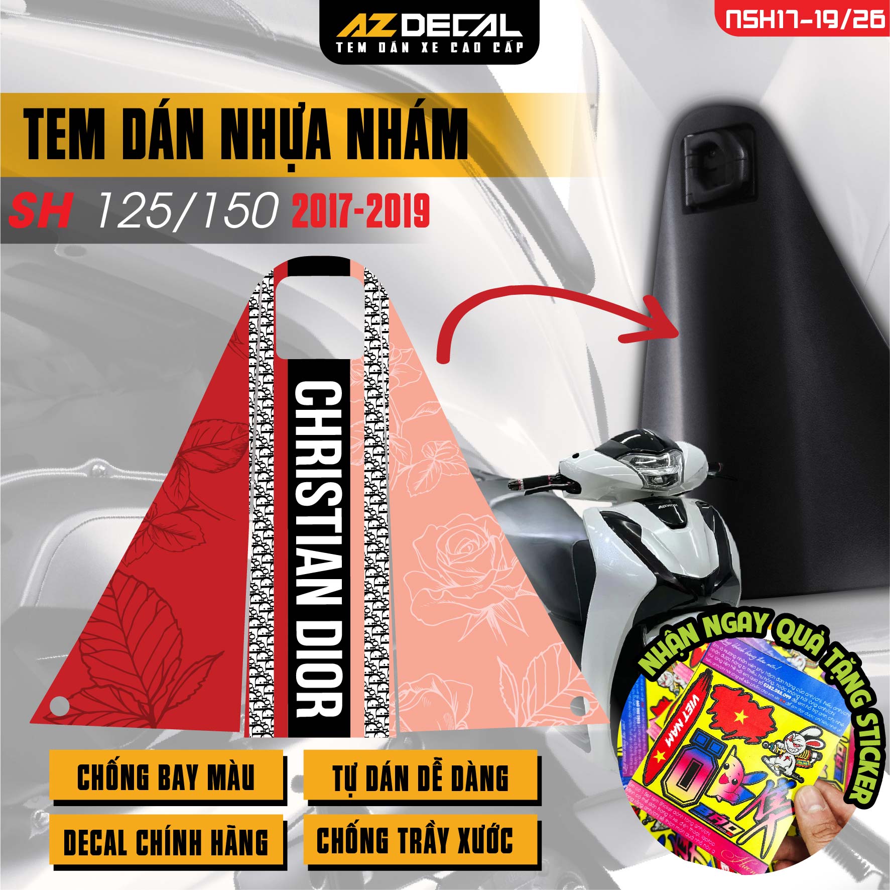Tem nhựa nhám xe SH 2017-2019 - NSH26