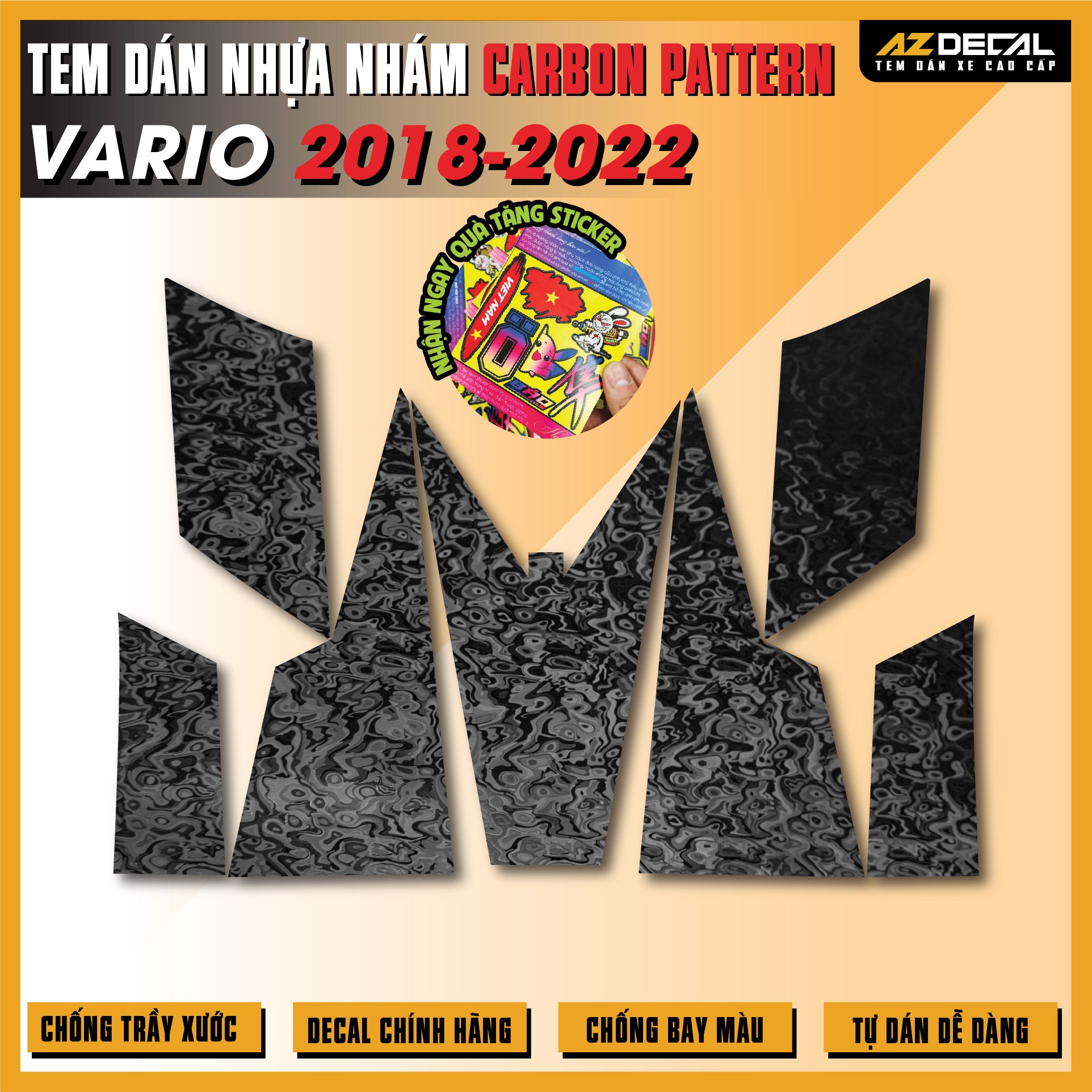 Tem Nhựa Nhám Carbon Pattern Vario 2018-2022