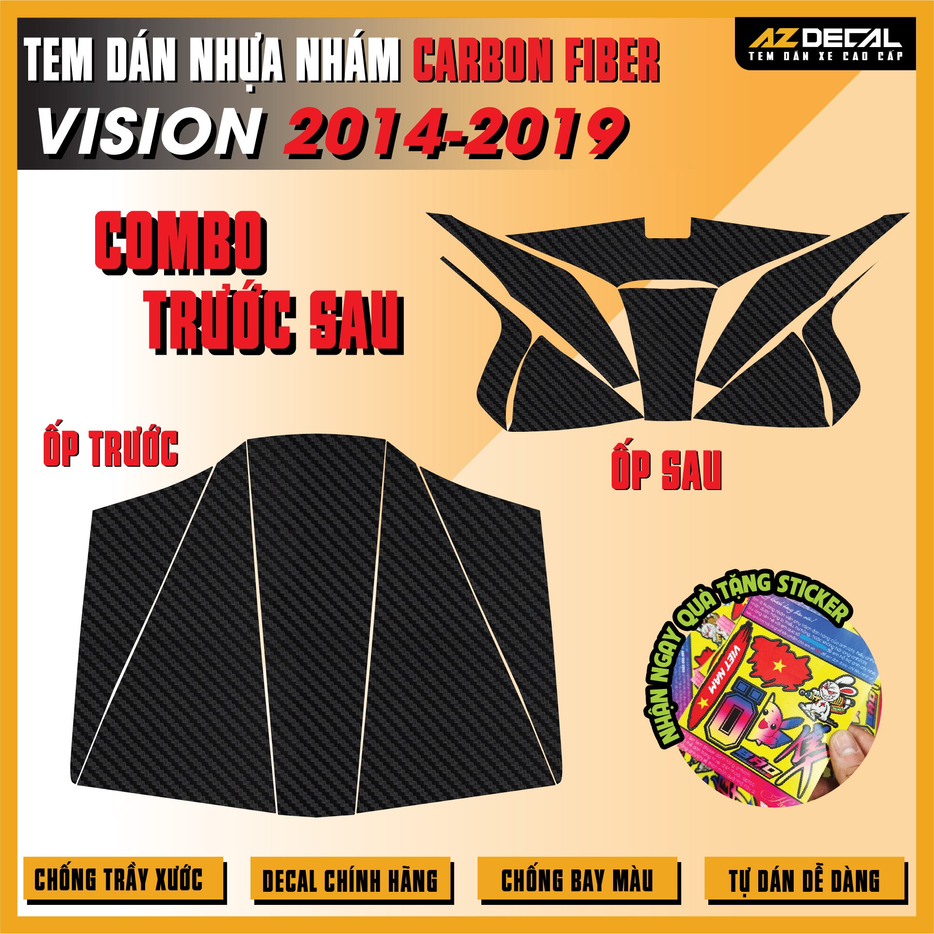 Tem Nhựa Nhám Carbon Fiber Vision 2014-2019