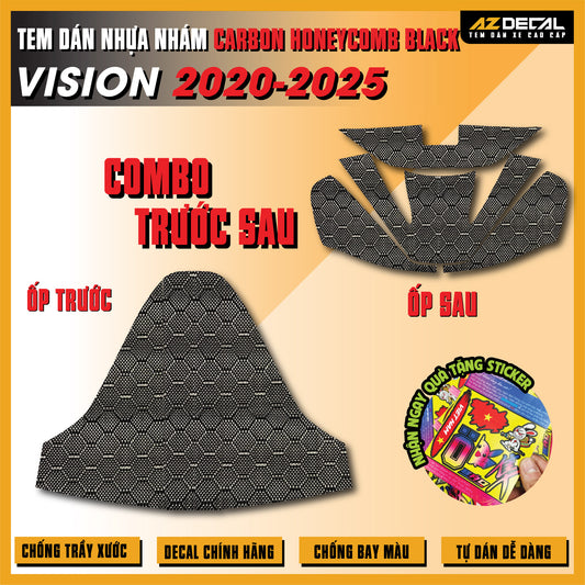 Tem Nhựa Nhám Carbon Honeycomb Black Vision 2020-2025