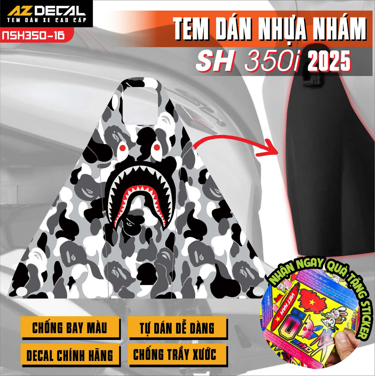 Tem nhựa nhám SH 350i NSH350-16