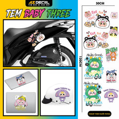 Sticker Tem Baby Three Dán Xe, Mũ Bảo Hiểm | CB-BABYTHREE-03