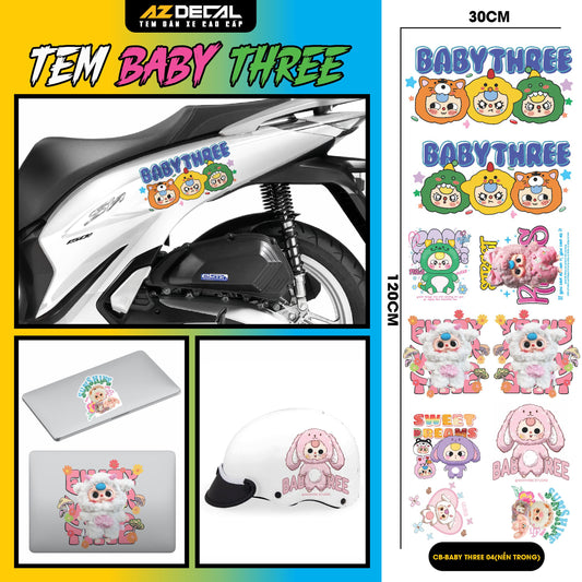 Sticker Tem Baby Three Dán Xe, Mũ Bảo Hiểm | CB-BABYTHREE-04