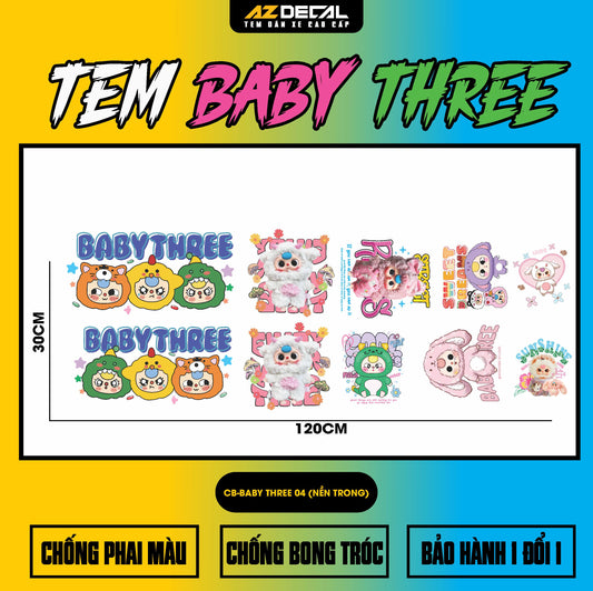 Sticker Tem Baby Three Dán Xe, Mũ Bảo Hiểm | CB-BABYTHREE-04