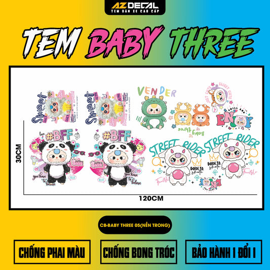 Sticker Tem Baby Three Dán Xe, Mũ Bảo Hiểm | CB-BABYTHREE-05