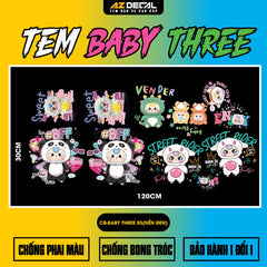 Sticker Tem Baby Three Dán Xe, Mũ Bảo Hiểm | CB-BABYTHREE-05