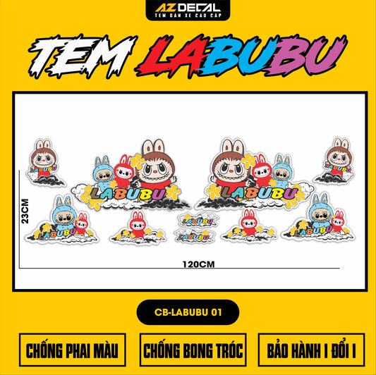 Sticker Tem Labubu Dán Xe, Mũ Bảo Hiểm | CB-LABUBU-01