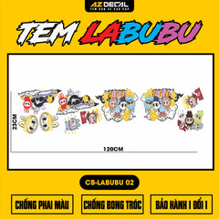 Sticker Tem Labubu Dán Xe, Mũ Bảo Hiểm | CB-LABUBU-02