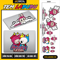 Sticker Tem Labubu Dán Xe, Mũ Bảo Hiểm | CB-LABUBU-03