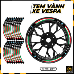 Tem Dán Vành VESPA | TV-VP01 Cờ Ý