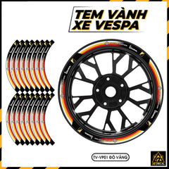 Tem Dán Vành VESPA | TV-VP01 ĐỎ VÀNG
