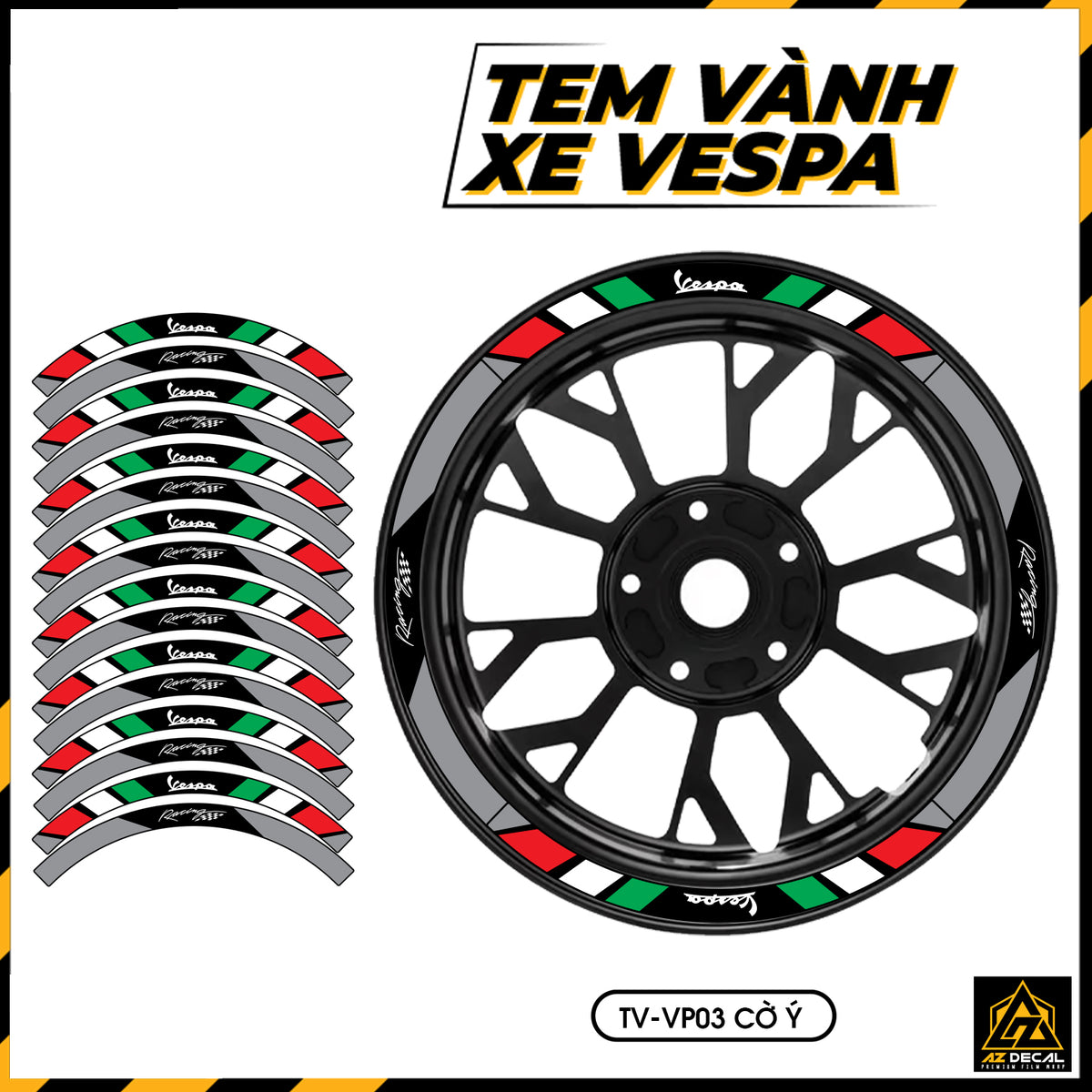 Tem Dán Vành VESPA | TV-VP03 cờ ý