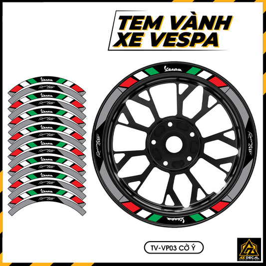 Tem Dán Vành VESPA | TV-VP03 cờ ý