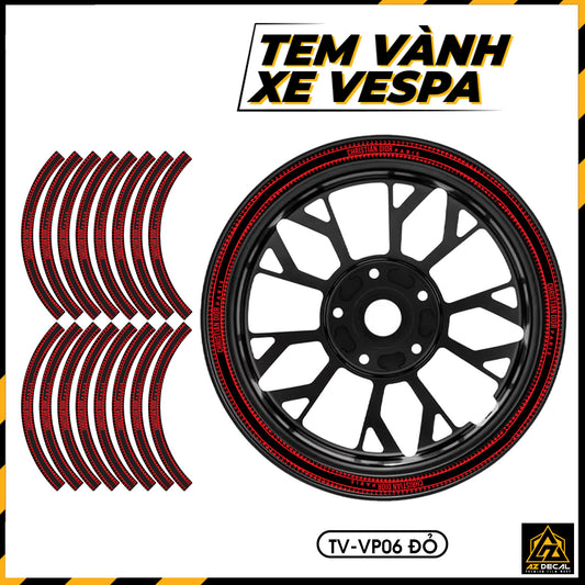 Tem Dán Vành VESPA | TV-VP06 đỏ