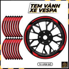 Tem Dán Vành VESPA | TV-VP09 đỏ