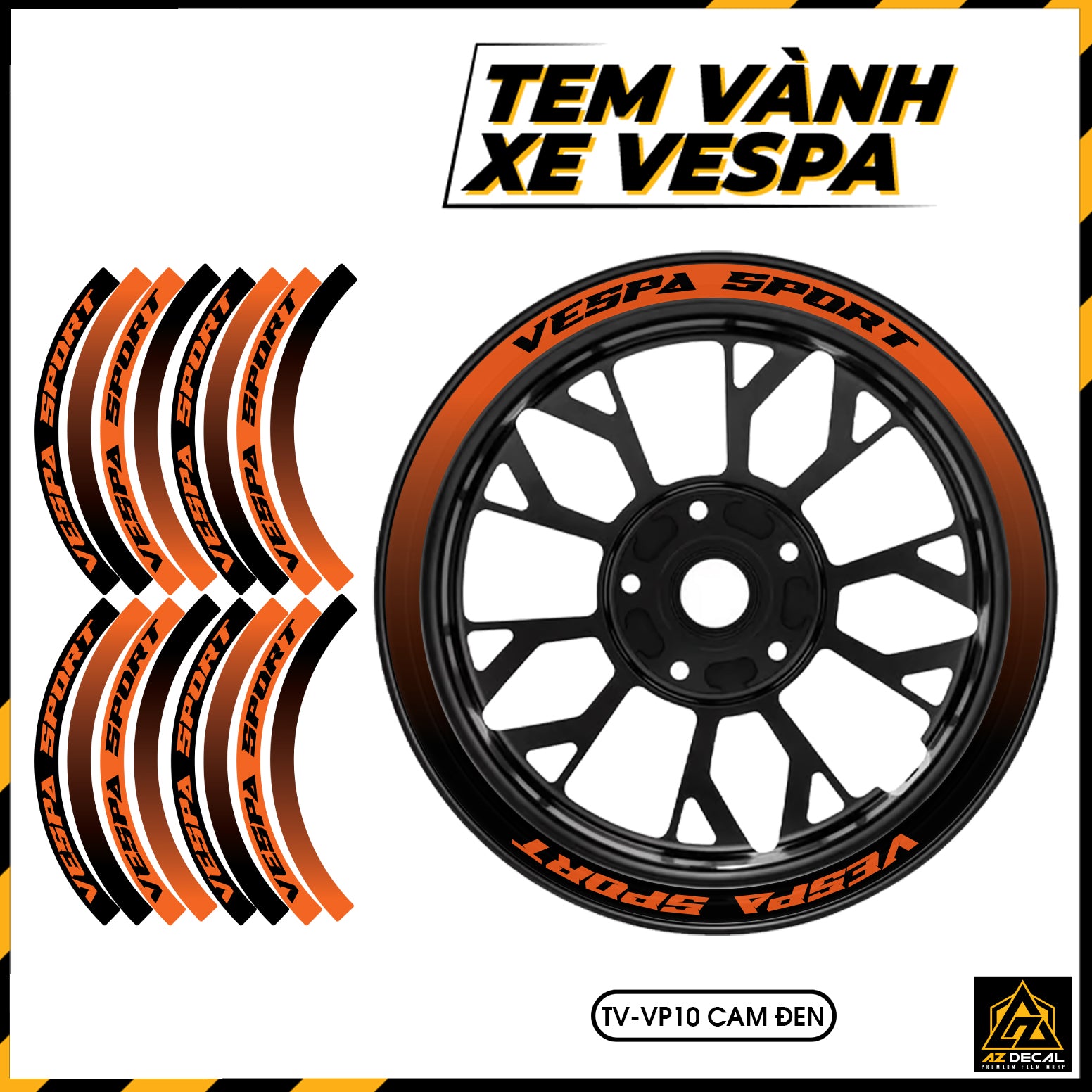Tem Dán Vành VESPA | TV-VP10 cam đen