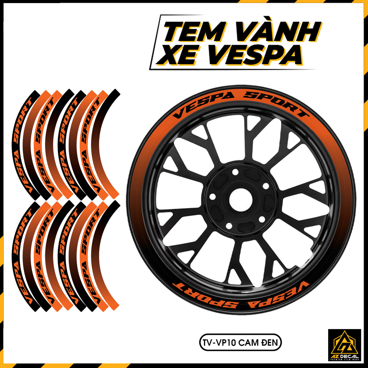 Tem Dán Vành VESPA | TV-VP10 cam đen