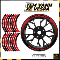 Tem Dán Vành VESPA | TV-VP10 đỏ đen