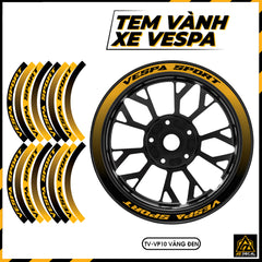 Tem Dán Vành VESPA | TV-VP10 vàng đen