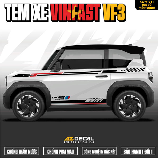 Tem Xe Vinfast VF3 Mẫu VF3-61 Sport - Thiết Kế Theo Yêu Cầu – Azdecal.vn