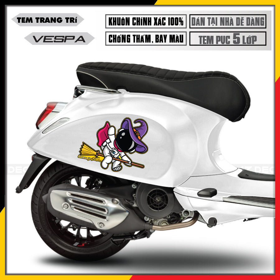 Decal xe Vespa Phi Hành Gia Phù Thủy