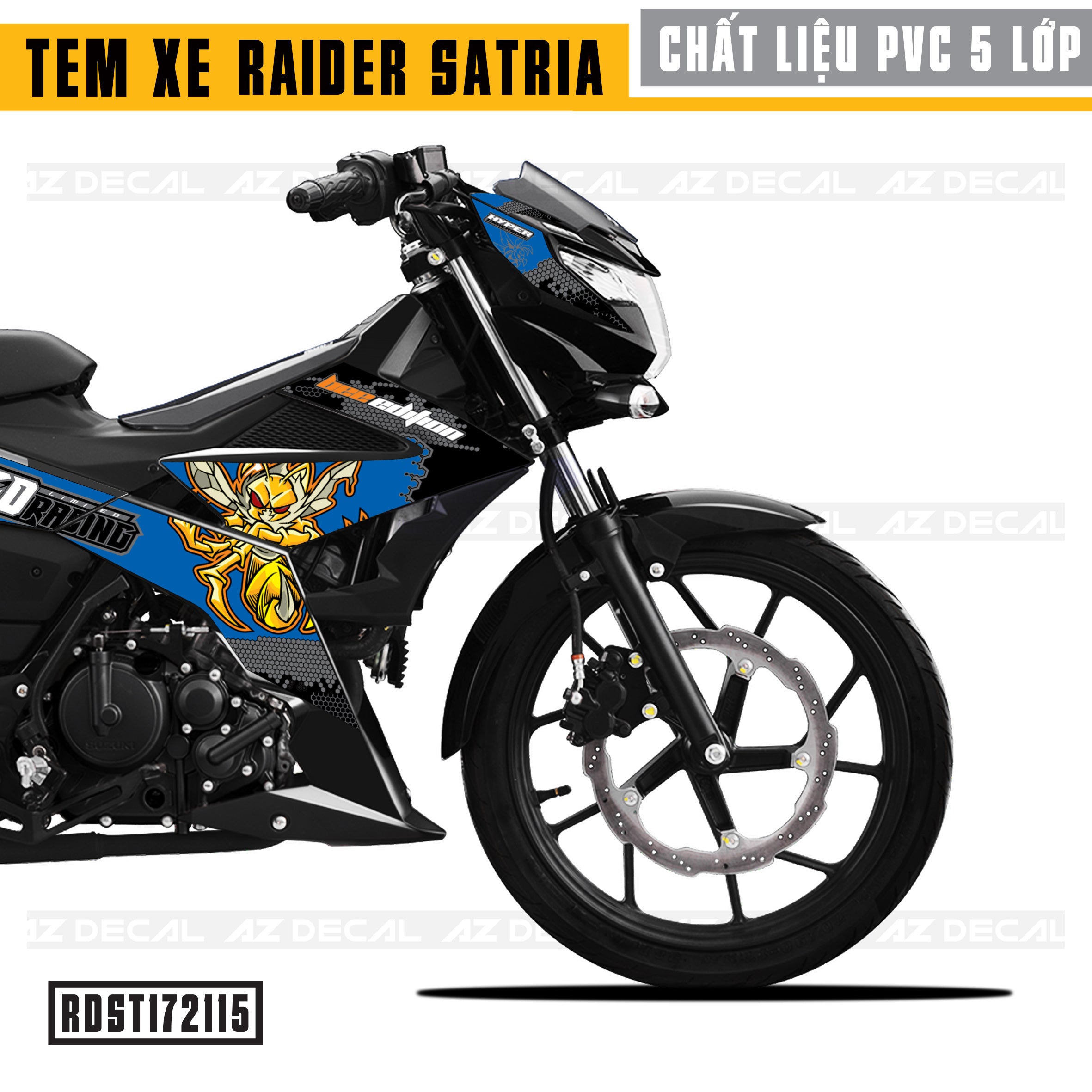 Tem Xe Raider/Satria Đen Mẫu Speed Racing cận cảnh