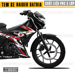 Tem Xe Raider/Satria xe đen mẫu Rabbit cận cảnh