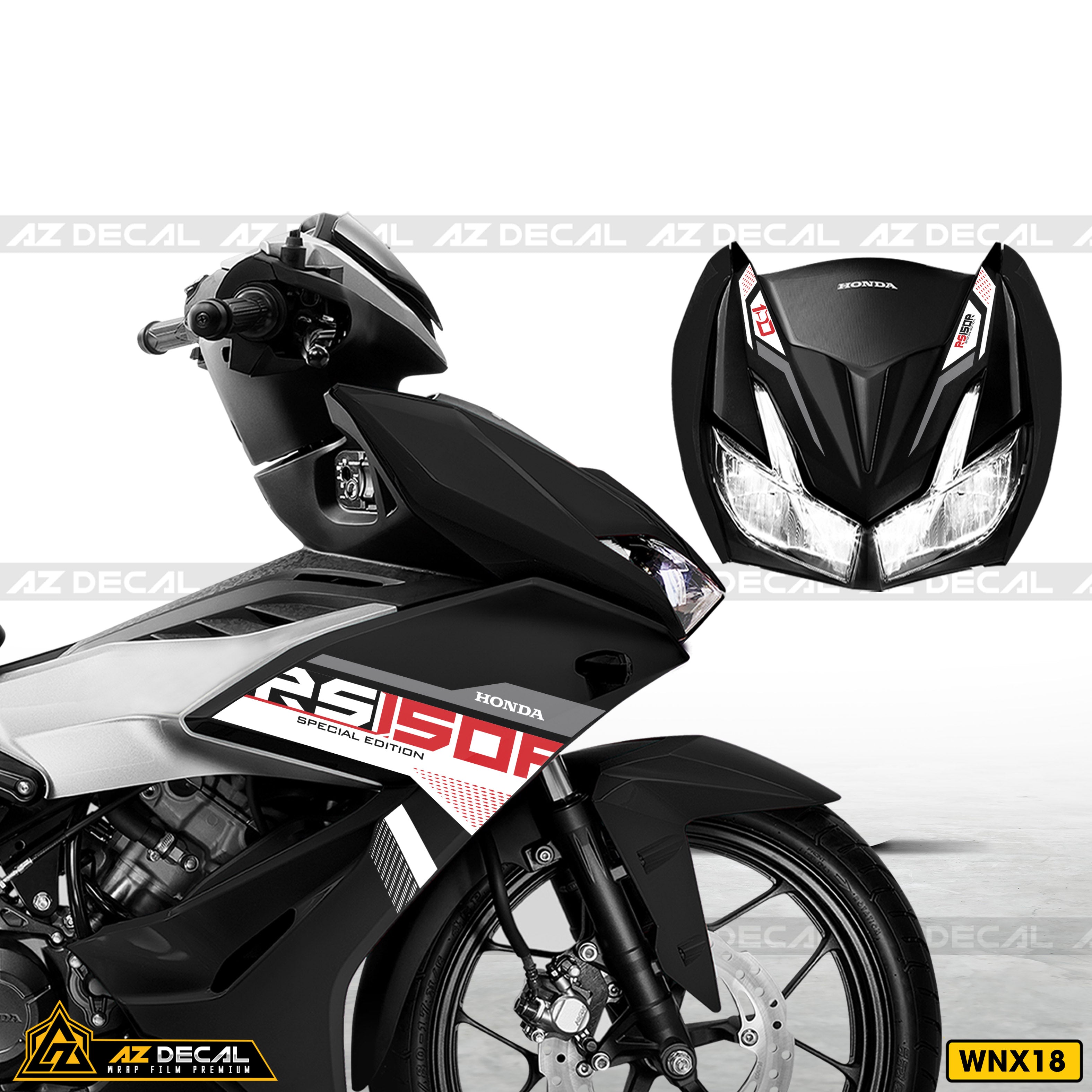 Tem xe Winner X Đen mẫu RS150R cận cảnh